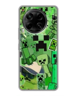 Чехол для TECNO Camon 30 (CL6) с картинкой «Криперы Minecraft»