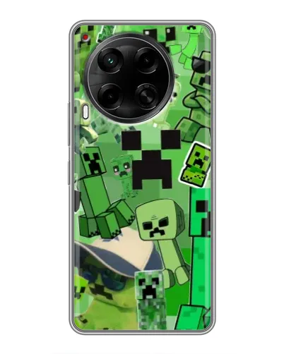 Чехол для TECNO Camon 30 (CL6) с картинкой «Криперы Minecraft»