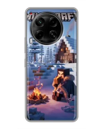 Чехол для TECNO Camon 30 (CL6) с картинкой «Зимний Minecraft»