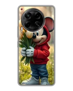 Чехол для TECNO Camon 30 (CL6) с картинкой «Микки с тюльпанами»