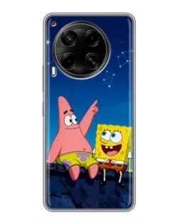 Чехол для TECNO Camon 30 (CL6) с картинкой «Губка Боб и Патрик ночью»