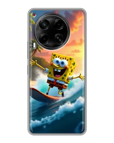 Чехол для TECNO Camon 30 (CL6) с картинкой «Губка Боб серфингист» Чехол для TECNO Camon 30 (CL6) с картинкой «Губка Боб серфингист»