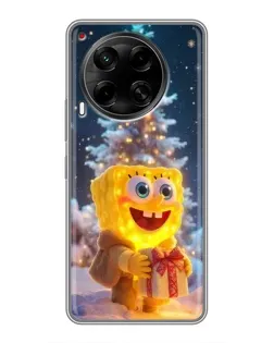 Чехол для TECNO Camon 30 (CL6) с картинкой «Рождественский Спанч Боб»
