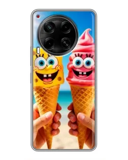 Чехол для TECNO Camon 30 (CL6) с картинкой «Спанч Боб мороженое»