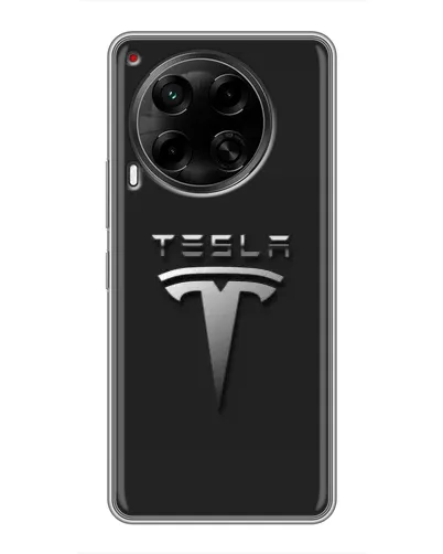 Чехол для TECNO Camon 30 (CL6) с картинкой «Стальной логотип Tesla»