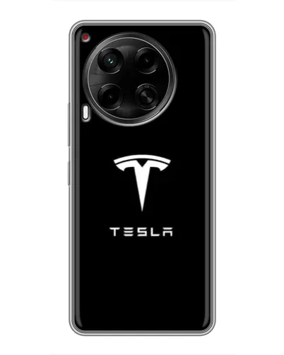 Чехол для TECNO Camon 30 (CL6) с картинкой «Tesla White Logo»