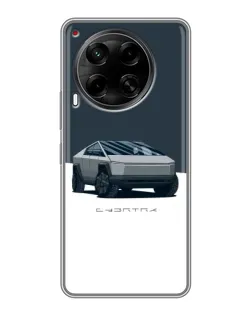 Чехол для TECNO Camon 30 (CL6) с картинкой «Серебристый Cybertruck Tesla»