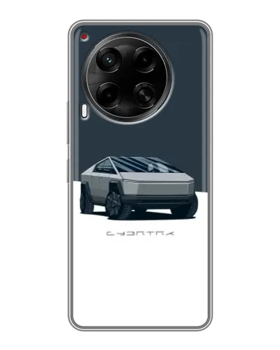 Чехол для TECNO Camon 30 (CL6) с картинкой «Серебристый Cybertruck Tesla»
