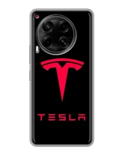 Чехол для TECNO Camon 30 (CL6) с картинкой «Tesla Red Logo»