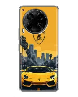 Чехол для TECNO Camon 30 (CL6) с картинкой «Желтый Lamborghini город» Чехол для TECNO Camon 30 (CL6) с картинкой «Желтый Lamborghini город»