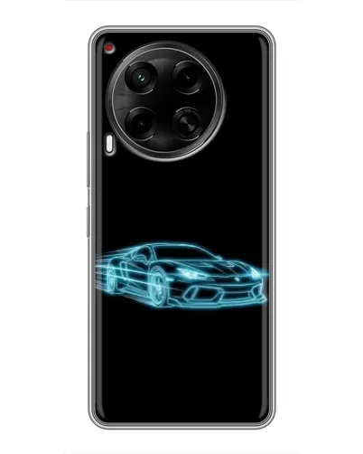 Чехол для TECNO Camon 30 (CL6) с картинкой «Неоновый контур Lamborghini»