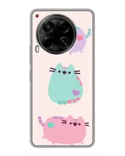 Чехол для TECNO Camon 30 (CL6) с картинкой «Pusheen трио»