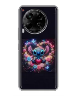 Чехол для TECNO Camon 30 (CL6) с картинкой «Stitch в цветах»