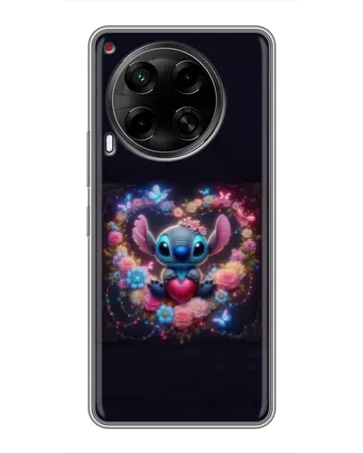Чехол для TECNO Camon 30 (CL6) с картинкой «Stitch в цветах»