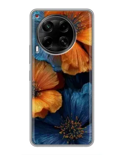 Чохол для TECNO Camon 30 (CL6) з картинкою «Яскрава синьо-помаранчева флора» Чохол для TECNO Camon 30 (CL6) з картинкою «Яскрава синьо-помаранчева флора»
