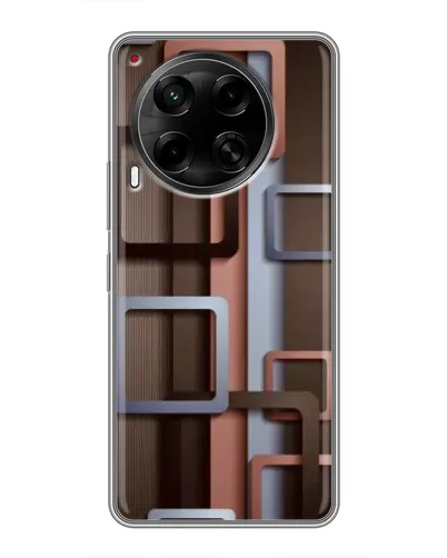 Чехол для TECNO Camon 30 (CL6) с картинкой «Коричневые объемные квадраты»