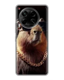 Чехол для TECNO Camon 30 (CL6) с картинкой «Капибара золотая цепь»