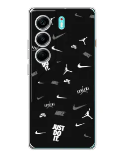Чохол для TECNO Camon 40 з картинкою «Nike Black Pattern»