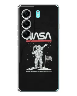 Чохол для TECNO Camon 40 з картинкою «NASA — крокуємо по Місяцю»
