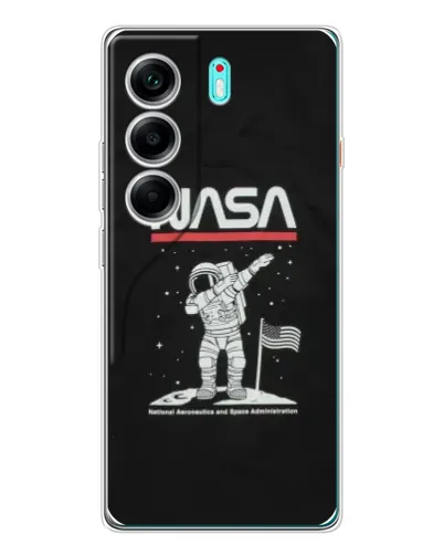 Чохол для TECNO Camon 40 з картинкою «NASA — крокуємо по Місяцю»