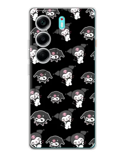 Чехол для TECNO Camon 40 с картинкой «Черный паттерн Kuromi»