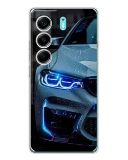 Чохол для TECNO Camon 40 з картинкою «Погляд BMW з синіми фарами»