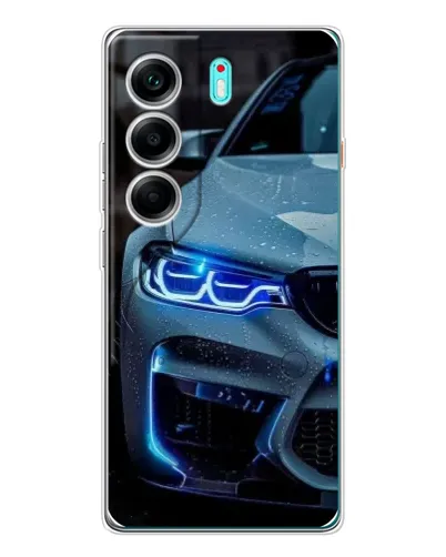 Чохол для TECNO Camon 40 з картинкою «Погляд BMW з синіми фарами»