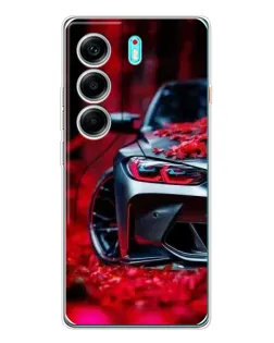 Чохол для TECNO Camon 40 з картинкою «Спортивна BMW та квіти»