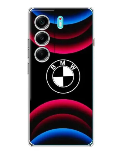 Чохол для TECNO Camon 40 з картинкою «Логотип BMW та неонові дуги»