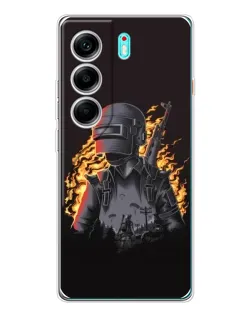 Чехол для TECNO Camon 40 с картинкой «PUBG — огненный силуэт»