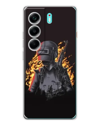 Чехол для TECNO Camon 40 с картинкой «PUBG — огненный силуэт» Чехол для TECNO Camon 40 с картинкой «PUBG — огненный силуэт»