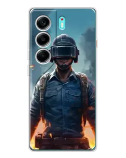 Чехол для TECNO Camon 40 с картинкой «PUBG — реалистичный герой»
