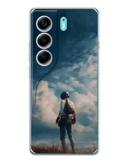 Чехол для TECNO Camon 40 с картинкой «Герой PUBG на скале»
