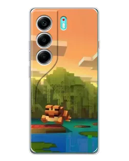 Чехол для TECNO Camon 40 с картинкой «Майнкрафт закат солнца»