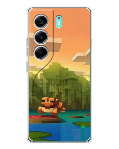 Чехол для TECNO Camon 40 с картинкой «Майнкрафт закат солнца»