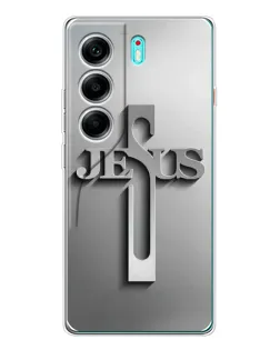 Чехол для TECNO Camon 40 с картинкой «Металлический крест Jesus»
