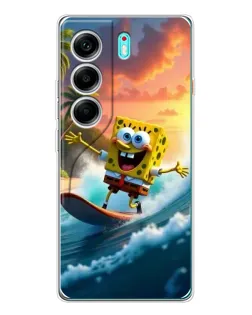 Чохол для TECNO Camon 40 з картинкою «Губка Боб серфінгіст»