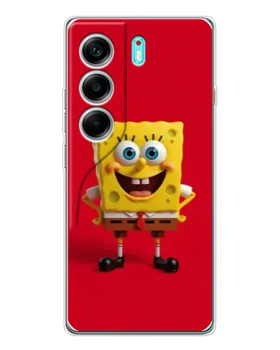 Чохол для TECNO Camon 40 з картинкою «Спанч Боб на червоному» Чохол для TECNO Camon 40 з картинкою «Спанч Боб на червоному»