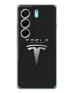 Чохол для TECNO Camon 40 з картинкою «Сталевий логотип Tesla»