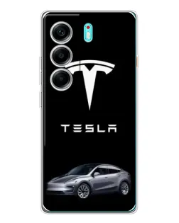 Чохол для TECNO Camon 40 з картинкою «Tesla Model Y»