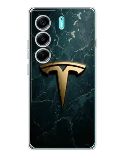 Чохол для TECNO Camon 40 з картинкою «Мармурова Tesla Gold»