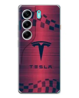 Чохол для TECNO Camon 40 з картинкою «Тесла червоний карбон»