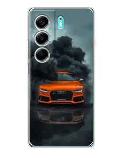 Чехол для TECNO Camon 40 с картинкой «Audi в облаках дыма»