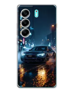 Чехол для TECNO Camon 40 с картинкой «Ночной город и Audi»