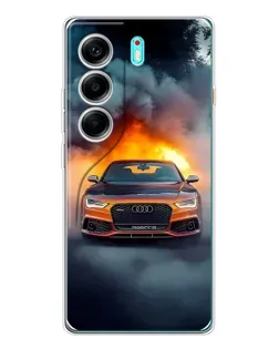 Чехол для TECNO Camon 40 с картинкой «Audi в огненном дыму»