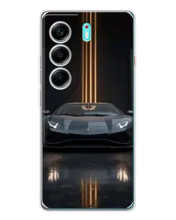 Чохол для TECNO Camon 40 з картинкою «Lamborghini золоті лінії»