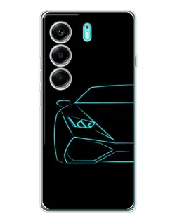 Чохол для TECNO Camon 40 з картинкою «Блакитний силует Lamborghini»