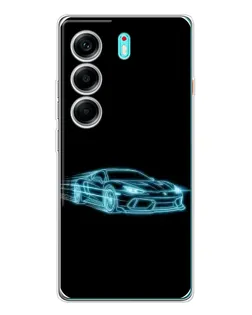 Чохол для TECNO Camon 40 з картинкою «Неоновий контур Lamborghini»