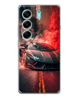 Чохол для TECNO Camon 40 з картинкою «Lamborghini червоний дим»