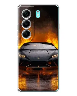 Чохол для TECNO Camon 40 з картинкою «Lamborghini у вогні»